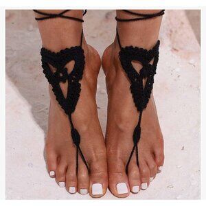 NWT Layered Wedding Anklet Shoes Crochet Beach Sandals Ankle Bracelets